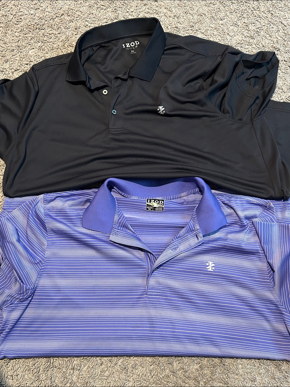 Izod Men’s Polo Pack - Black and Purple Striped